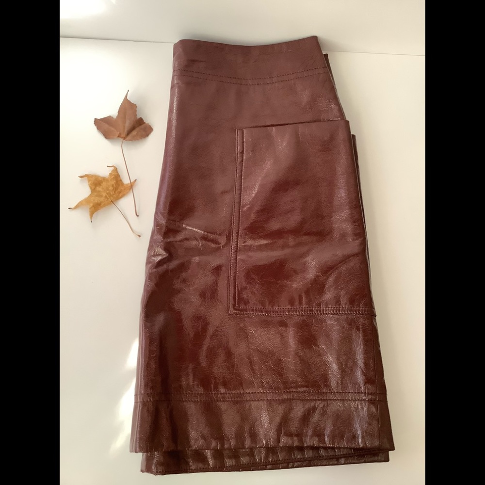 Maeve Anthropologie Maroon brown skirt vinyl 6